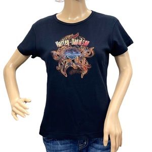 HARLEY-DAVIDSON Women’s Black Short Sleeve Tee Shirt Size Medium